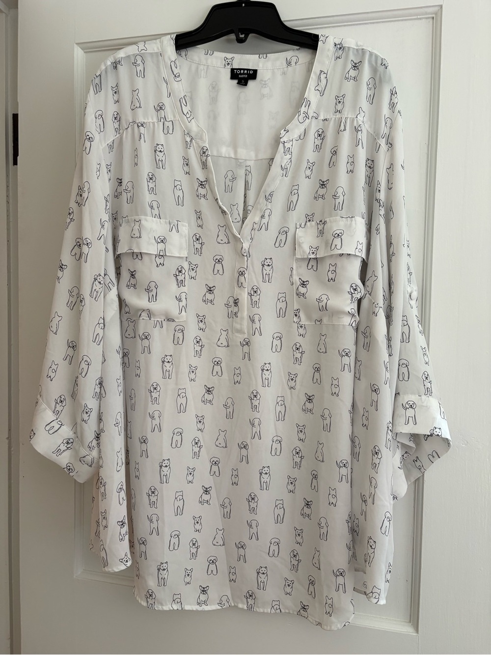 torrid White Harper Dog-Print Blouse